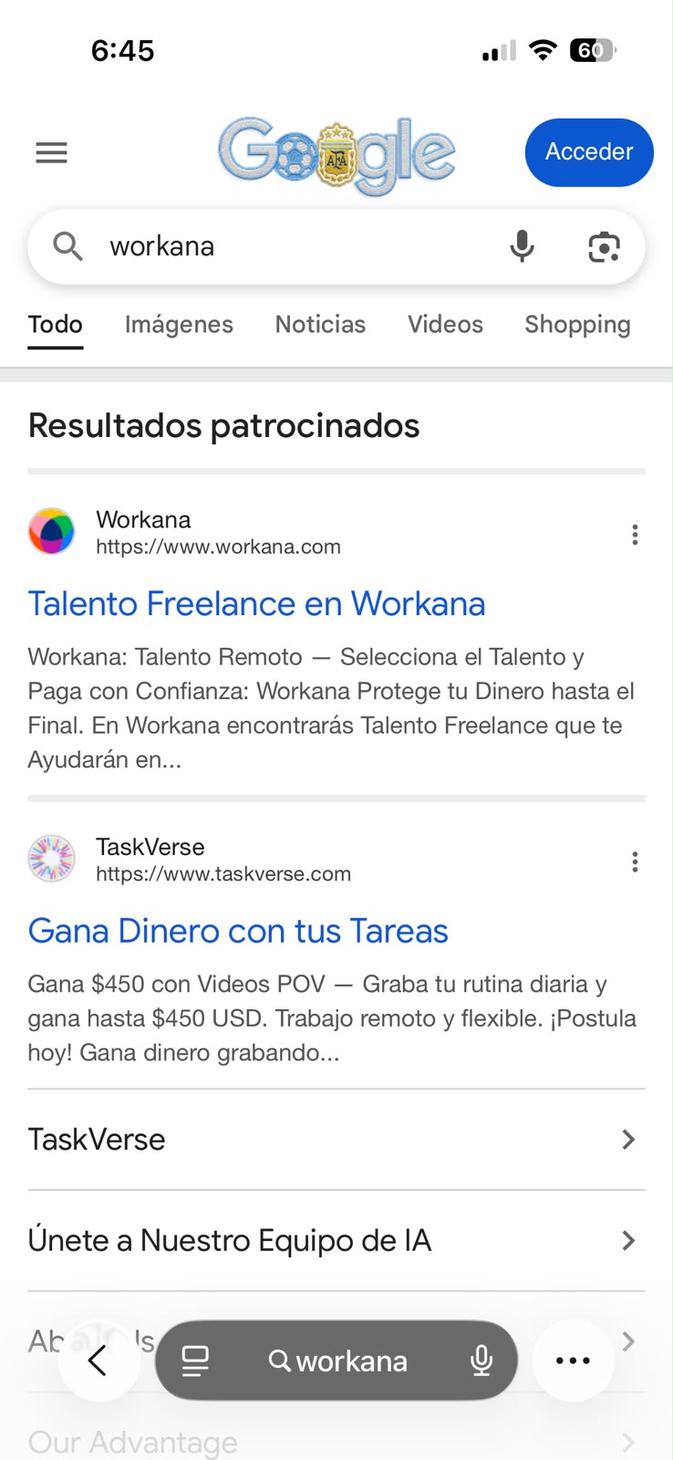 Pieza de Google Ads para Workana